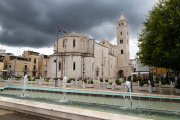 Fototapeta na wymiar BARLETTA, ITALY, JULY 8, 2022 - View of Basilica Co-Cathedral of Santa Maria Maggiore in Barletta, Italy