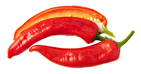 Red chili pepper on transparent background. png file