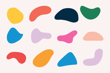Collection of hand drawn flat abstract shapes. Irregular shape.