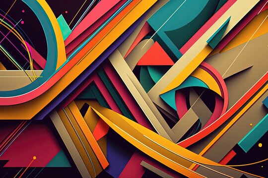 3D abstract background design with geometric shapes and patterns. Dynamic and energetic, futuristic and technological, creative and innovative, inspiring and captivating. Generative AI