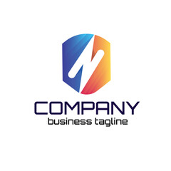 Modern logo design Letter N Combine with lightning in gradient color.
