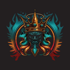 Crown of King Mascot Logo Design Illustration For Esport