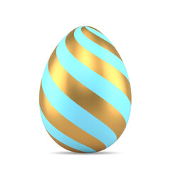 Easter egg twist striped golden ornamental religious holiday decor realistic 3d icon vector