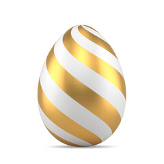 Golden striped Easter egg twist art decor ornament premium design realistic 3d icon vector
