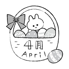 イースターをモチーフにした4月のイメージイラスト(1色)