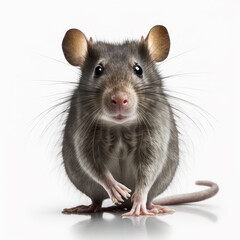 Rat is standing in front of white background. Generative AI.