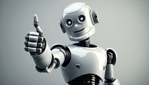 An image of robot giving the thumbs up. Generative AI.