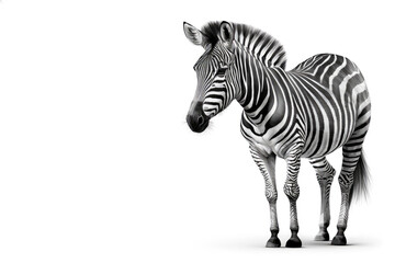 Black and white photo of zebra. Generative AI.
