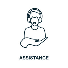 Assistance line icon. Monochrome simple Assistance outlineicon for templates, web design and infographics