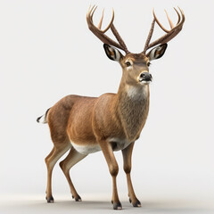 Naklejka na ściany i meble 3d model of deer with large antlers. Generative AI.