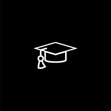 Academic cap line icon  isolated on black background.