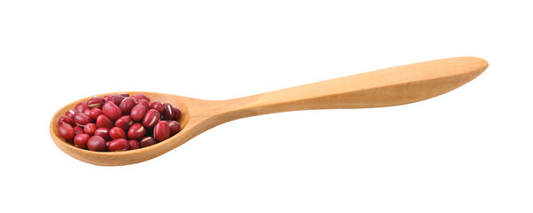 Azuki Bean in wood spoon on transparent png