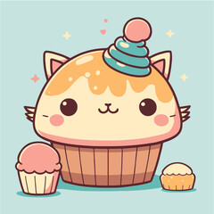 Kawaii cupcake cat