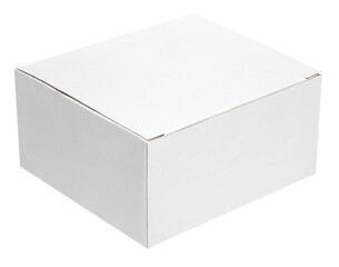 Closed cardboard box isolated on transparent background