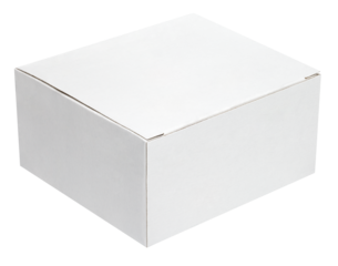 Closed cardboard box isolated on transparent background