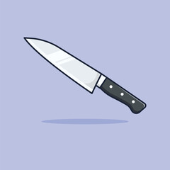 Floating kitchen knife cartoon icon vector illustration. suitable for food icon concept vector isolated on blue background