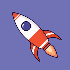 Fototapeta premium Cute rocket space ship cartoon icon vector illustration. suitable for templates, UI, web, mobile applications, posters, banners, leaflets
