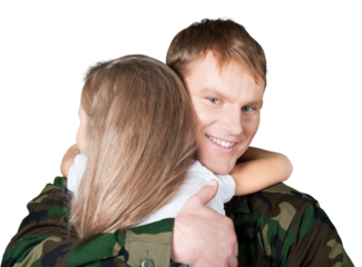 Soldier Dad Hugging his Daughter