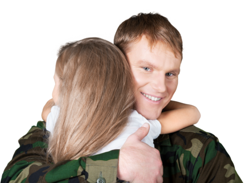 Soldier Dad Hugging his Daughter