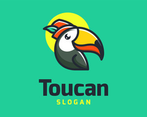 Cute Cartoon Illustration Toucan Parrot Macaw Bird Playful Funny Colorful Modern Vector Logo Design