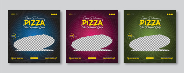 Delicious pizza and food menu social media post banner or editable square food banner design template