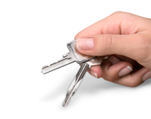 Keys holding hand isolated key table unlocking