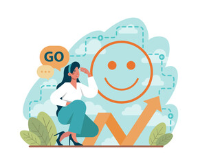 Positive thinking and optimism concept set. Employee motivation