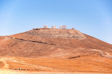 Fototapeta na wymiar The Very Large Telescope or VLT observatory located on the Paranal hill, in the Atacama desert, in northern Chile