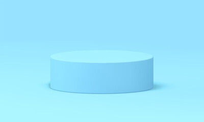 Blue round pedestal stage construction 3d decor element product display advertising realistic vector
