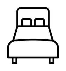 Bed flat line icon. Outline sign for mobile concept and web design, store.