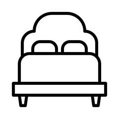Bed flat line icon. Outline sign for mobile concept and web design, store.