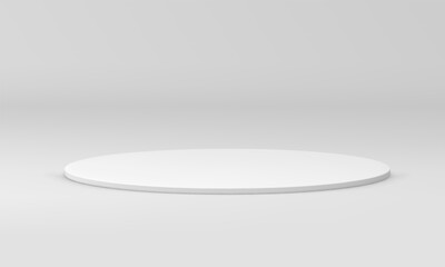 Pedestal white slim cylinder platform 3d stage construction for product presentation vector