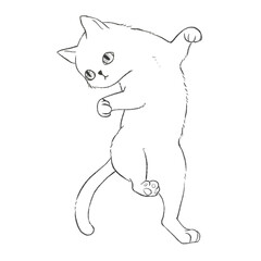 Line drawings of floating cats for coloring, cartoons, illustrations.