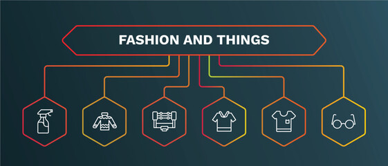 set of fashion and things white thin line icons. fashion and things outline icons with infographic template. linear icons such as skein, boxing ring, safety shirt, white t shirt, eyewear vector.