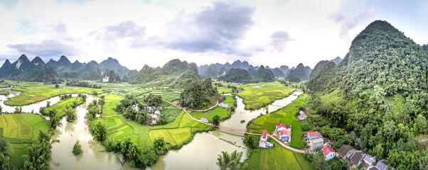 Rice and rice field at Phong Nam village in Trung Khanh, Cao Bang, Vietnam. Landscape of area Trung...
