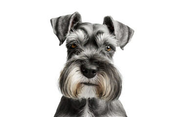 The Miniature schnauzer isolated on transparent background. Portrait of a cute dog. PNG. digital ai art