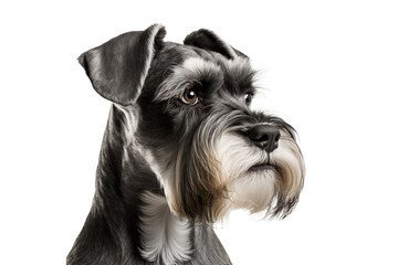 The Miniature schnauzer isolated on transparent background. Portrait of a cute dog. PNG. digital ai art - obrazy, fototapety, plakaty