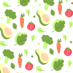 Vegetables pattern background flat design vector illustration. set of icon