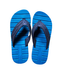 Top view of Blue sandals  flip flops beachwear isolated  background