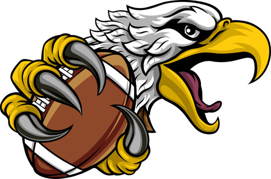 An eagle or hawk American football ball cartoon sports team mascot