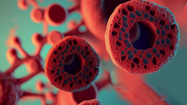 Anemia under microscope view - animation