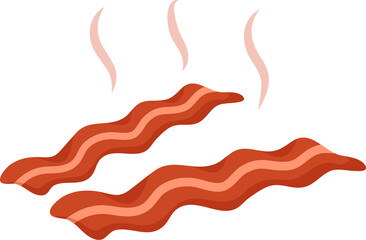 Breakfast set, fruit juice and others vector illustration isolated on white, breakfast, fried bacon.