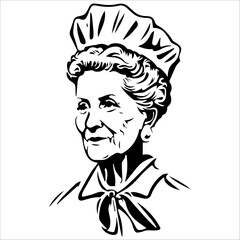old female chef isolated on white