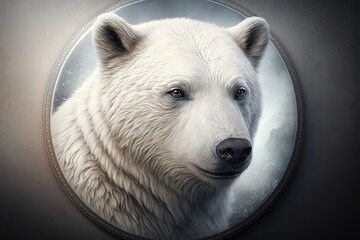 Illustration of a polar bear, white background, wildlife concept. Generative AI