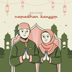 Vector flat ramadan kareem people illustration