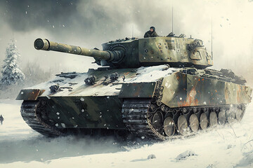 Fototapeta na wymiar Heavy armored tank on an isolated background.Generative ai