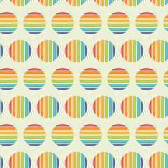 Summer Rainbow Circle Stripes Seamless Vector Repeat Pattern