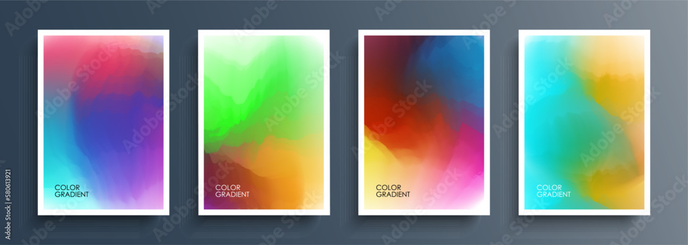 Poster color smoke. set of multicolored backgrounds with abstract colored gradients waves. bright color tem