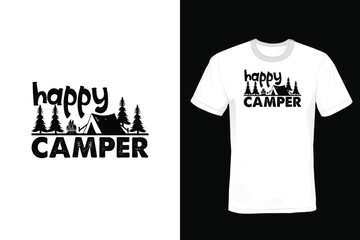 Happy Camper, Camping T shirt design, vintage, typography