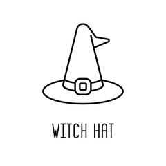 Witch hat line icon, outline vector sign, linear style pictogram isolated on white. Symbol, logo illustration. 